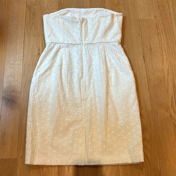 J. Crew Dress Strapless White Eyelet Cotton Knee Length NWT Size 8 - Picture 3 of 7
